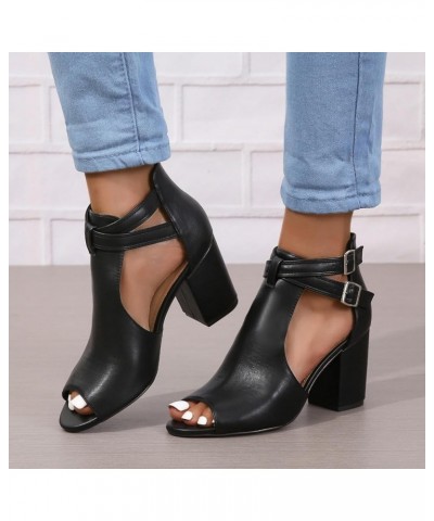 Orthopedic High Heels For Women Dress Shoes Low Heels Open Toe Chunky Block Heel Sandals Summer Casual Leather Comfortable Sl...