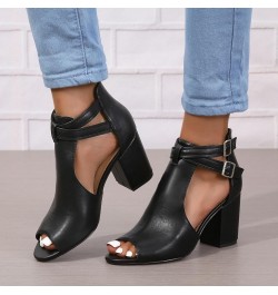 Orthopedic High Heels For Women Dress Shoes Low Heels Open Toe Chunky Block Heel Sandals Summer Casual Leather Comfortable Sl...