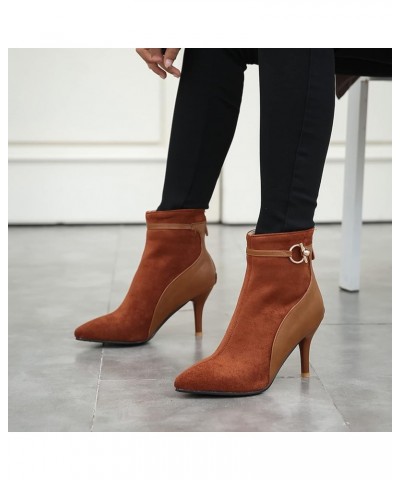 Women Pointed Toe Winter Dress Stiletto Heels Ankle Boots Zip Yellow $24.17 Boots