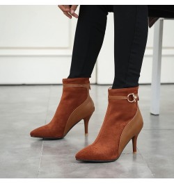 Women Pointed Toe Winter Dress Stiletto Heels Ankle Boots Zip Yellow $24.17 Boots