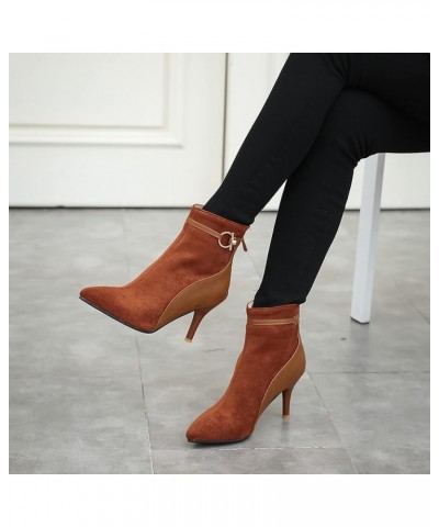 Women Pointed Toe Winter Dress Stiletto Heels Ankle Boots Zip Yellow $24.17 Boots