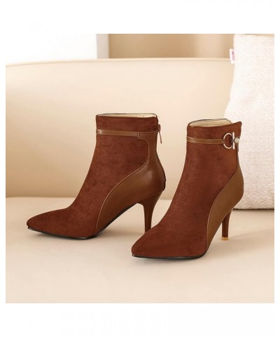 Women Pointed Toe Winter Dress Stiletto Heels Ankle Boots Zip Yellow $24.17 Boots