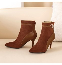 Women Pointed Toe Winter Dress Stiletto Heels Ankle Boots Zip Yellow $24.17 Boots