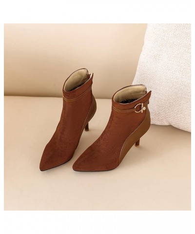 Women Pointed Toe Winter Dress Stiletto Heels Ankle Boots Zip Yellow $24.17 Boots