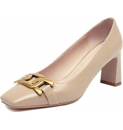 Women's Square Head Block Heel Pumps with 3 Colors Apricot $29.16 Pumps