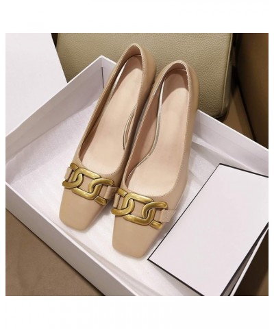 Women's Square Head Block Heel Pumps with 3 Colors Apricot $29.16 Pumps