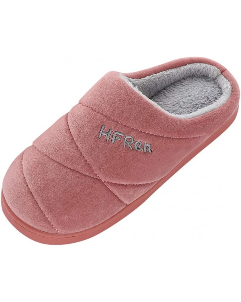 Home Slippers Fluffy Women's Couples Solid Colors Warm Non-slip Floor Home Slippers Indoor Winter Indoor House Red $11.00 Sli...