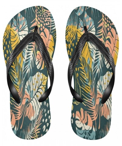 Tropical Plants Leaves Womens Flip Flops Summer Beach Sandals Casual Thong Slippers Comfortable Shower Slippers Non Slip Wate...