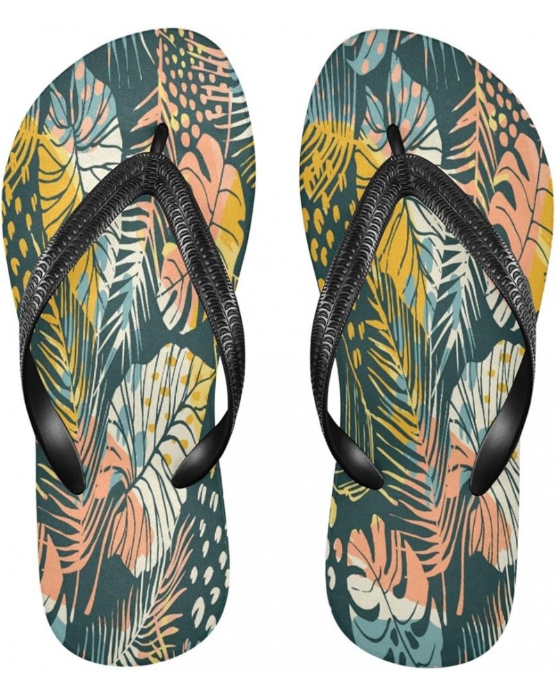 Tropical Plants Leaves Womens Flip Flops Summer Beach Sandals Casual Thong Slippers Comfortable Shower Slippers Non Slip Wate...