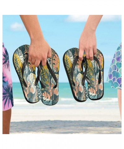 Tropical Plants Leaves Womens Flip Flops Summer Beach Sandals Casual Thong Slippers Comfortable Shower Slippers Non Slip Wate...