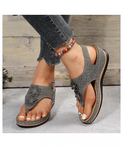 Summer Sandals for Women 2024, Womens Sandals Comfortable Low Wedge Orthopedic Sandals Open Toe Platform Sandals Z01-gray $12...