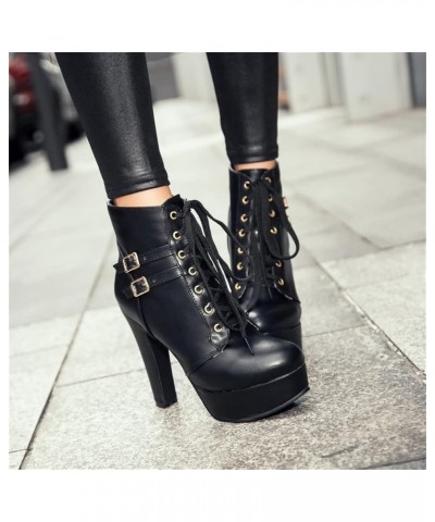 Ankle Boots Women Gothic Chelsea Booties Women Punk Short Boots PU Leather Biker Booties Autumn Winter Ankle Shoes with Block...