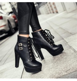 Ankle Boots Women Gothic Chelsea Booties Women Punk Short Boots PU Leather Biker Booties Autumn Winter Ankle Shoes with Block...