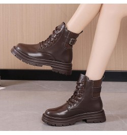 Women'S Western Boots Women's Fashion Ankle Booties Causal 8-Eye Side Zipper Lace-up Combat Boots Z 14-brown $11.69 Outdoor S...