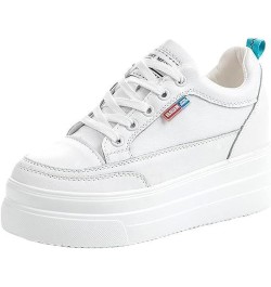 Height Increase Wedges Shoes for Women's Comfortable Mesh Leather Vamp Low Upper Soft Sole Lace Up Platform Sneakers White $3...