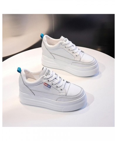 Height Increase Wedges Shoes for Women's Comfortable Mesh Leather Vamp Low Upper Soft Sole Lace Up Platform Sneakers White $3...