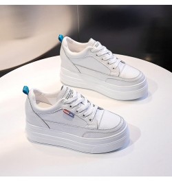 Height Increase Wedges Shoes for Women's Comfortable Mesh Leather Vamp Low Upper Soft Sole Lace Up Platform Sneakers White $3...