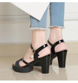 Women Sandals, Open Toe High Heel Sandals Buckle Block Heel Sandals Ankle Strap With Platform Glitter, Size 3.5-10 Black $24....