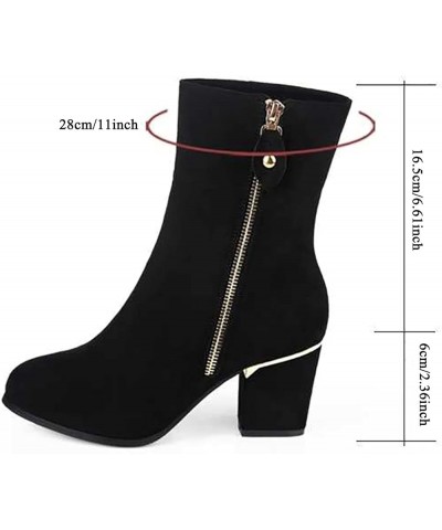 Boots for Women Elegant Rhinestone Sexy Pointed Toe Chunky Heel Boots Sexy Zipper Black Chelsea Western Boots Black $18.41 Boots