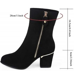 Boots for Women Elegant Rhinestone Sexy Pointed Toe Chunky Heel Boots Sexy Zipper Black Chelsea Western Boots Black $18.41 Boots