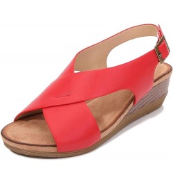 Fashion Women's Sandals 2021 Summer Comfortable Slope with Roman Sandals Women Simple and Versatile Outer Sandals Women red 8...