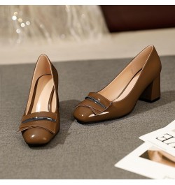 Women's Chunky Block Heel Pumps Closed Square Toe Slip On Patent Buckle Bow Pumps Heels Ladies Work Office Dress Shoes 2.5 In...