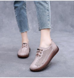 Women's Leather Breathable Slip on Platform Wedge Sneakers,Handmade Round Toe Non-Slip Breathable Mom Leisure Walk Shoes Came...