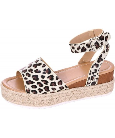 platform sandals for women, Women's Summer Rhinestone Side Hollow Thick Heel Flat Open Toe Buckle Sandals Z 05-brown $14.01 S...