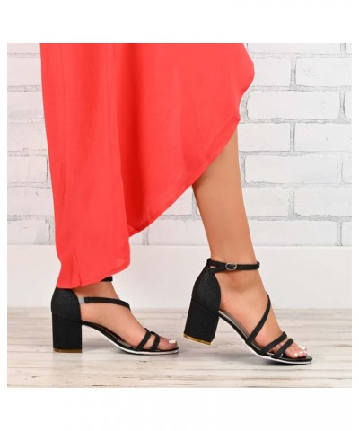 Women's Platform Chunky High Heels Sandals Peep Toe Dress Wedding Bridal Shoes Open Toe Chunky Heels Z 05-black $16.42 Sandals