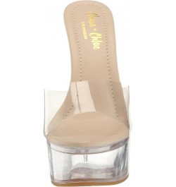 Women's Clear Stiletto High Heel Platform Sandals Nude Clear $28.90 Sandals