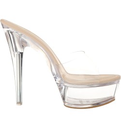 Women's Clear Stiletto High Heel Platform Sandals Nude Clear $28.90 Sandals