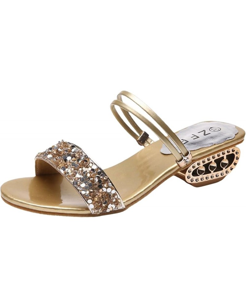 Women Flat Mules Sandal Orthotic Soft Insole Summer Ankle Strap Buckle Non Slip Thong Mid Heel Shoe 135-zoxro-g-gold $14.16 O...