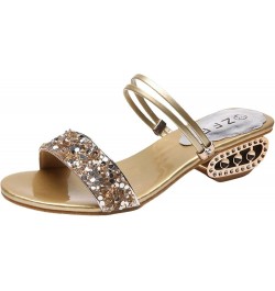 Women Flat Mules Sandal Orthotic Soft Insole Summer Ankle Strap Buckle Non Slip Thong Mid Heel Shoe 135-zoxro-g-gold $14.16 O...