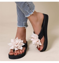 Fuzzy Slippers for Women with Strap Ladies Fashion Summer Solid Color Suede Flower Decorative Open Toe Thick Soled Flip Flop ...