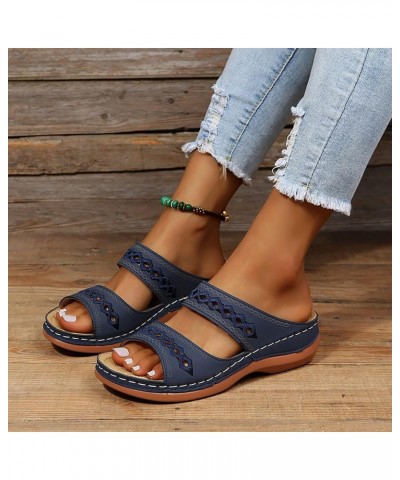 Women's Platform Sandals Wedge Slippers Open Toe Shoes Women's Anti Slip Soft Sole Slides Women's Summer Beach Sandals Dark B...