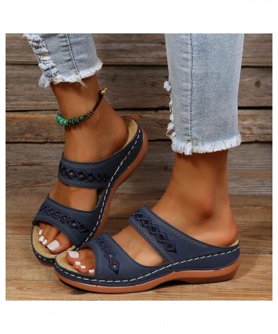 Women's Platform Sandals Wedge Slippers Open Toe Shoes Women's Anti Slip Soft Sole Slides Women's Summer Beach Sandals Dark B...