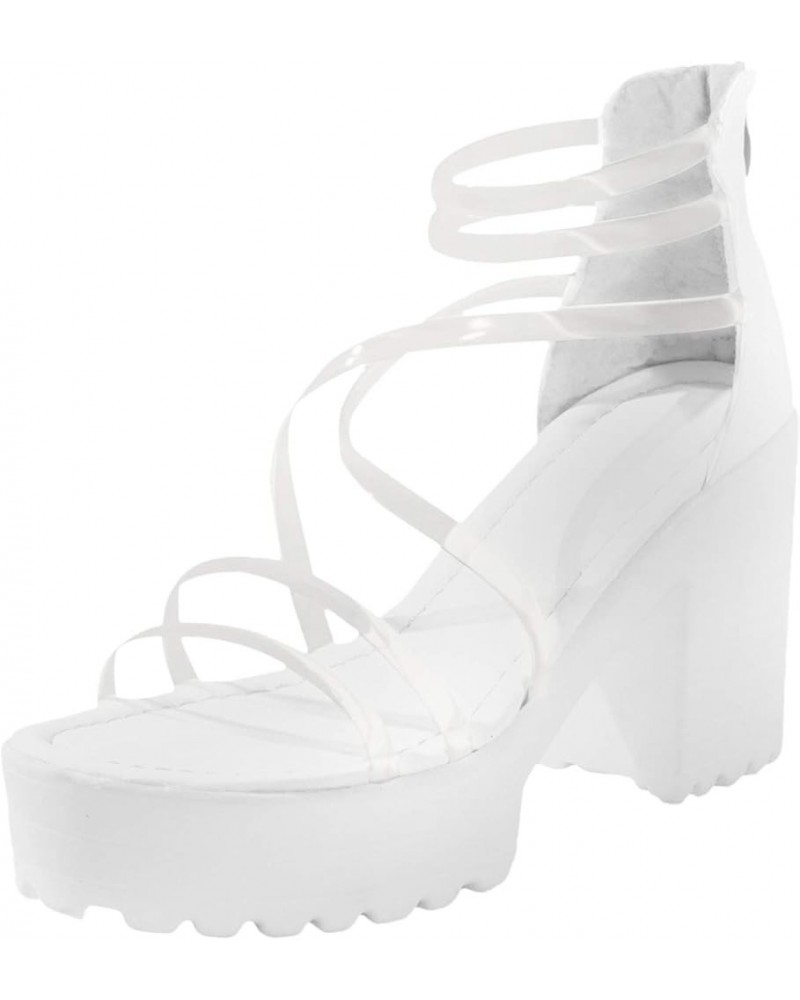 Sandal Womens Wedge Platform Sandals Adjustable Flip Flops Roman Ankle Strappy Zipper Flat Hiking Sandals LS7 White $21.02 Sa...