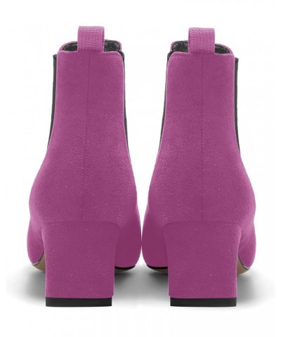 Womens Bungee Office Casual Pointed Toe Suede Chunky Low Heel Ankle High Boots 2 Inch Fuchsia Black $36.00 Boots