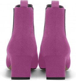 Womens Bungee Office Casual Pointed Toe Suede Chunky Low Heel Ankle High Boots 2 Inch Fuchsia Black $36.00 Boots