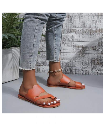 Slide Sandals for Women 2023 Dressy Wide Width Sandals Summer Leather Cover Toe Flat Bottom Beach Sandals House Outdoor Sanda...