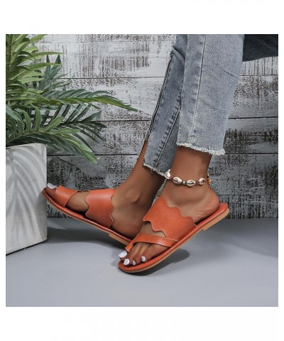 Slide Sandals for Women 2023 Dressy Wide Width Sandals Summer Leather Cover Toe Flat Bottom Beach Sandals House Outdoor Sanda...