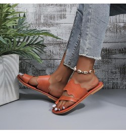 Slide Sandals for Women 2023 Dressy Wide Width Sandals Summer Leather Cover Toe Flat Bottom Beach Sandals House Outdoor Sanda...