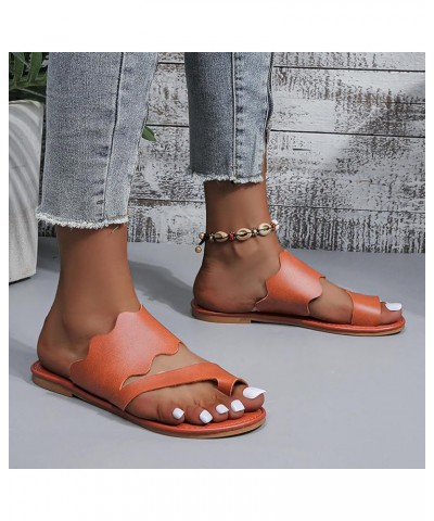 Slide Sandals for Women 2023 Dressy Wide Width Sandals Summer Leather Cover Toe Flat Bottom Beach Sandals House Outdoor Sanda...