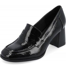 Womens Tru Comfort Foam Medium and Wide Width Malleah Loafer Style Stacked Heel Pumps Patent/Black Wide $21.52 Pumps