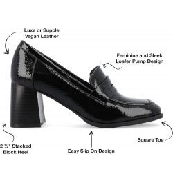 Womens Tru Comfort Foam Medium and Wide Width Malleah Loafer Style Stacked Heel Pumps Patent/Black Wide $21.52 Pumps