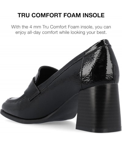 Womens Tru Comfort Foam Medium and Wide Width Malleah Loafer Style Stacked Heel Pumps Patent/Black Wide $21.52 Pumps