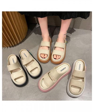 Shark Slippers Sandals Female Cute Versatile Fashion Trend Muffin Bottom Slippers Summer Sandals (Color : Gold, Size : 36-37)...