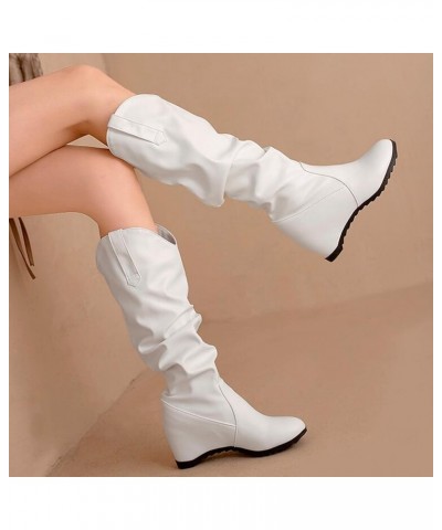 Women'S Western Boots Women's Fashion Ankle Booties Causal 8-Eye Side Zipper Lace-up Combat Boots Z 01-white $11.69 Outdoor S...