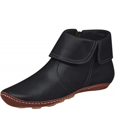 Cowboy Booties For Women Ankle Boots Cowgirl Western Short Booties Fashion Casual High Top Combat Walking Shoes Black $17.09 ...