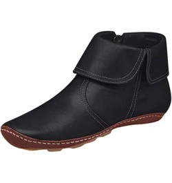 Cowboy Booties For Women Ankle Boots Cowgirl Western Short Booties Fashion Casual High Top Combat Walking Shoes Black $17.09 ...